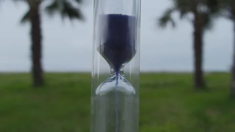 Hourglass against the background of palm trees Stock Footage 307499208