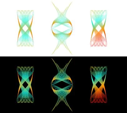 Hourglass and abstract object shape made of lines and colorful gradient as .. Stock Illustration