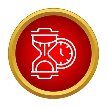 Hourglass and clock icon representing time management Stock Illustration