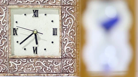 Hourglass And Wall Clock Stock Footage 36503761