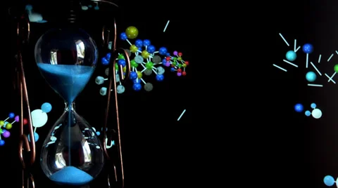 Hourglass on the background of the formation of molecules Stock Footage 39538954