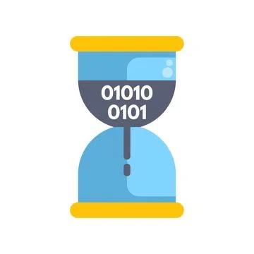 Hourglass with binary code symbolizing digital time and data Stock Illustration