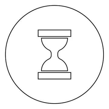 Hourglass black icon in circle outline Illustrazione stock