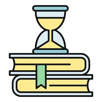 Hourglass on books representing learning over time Stock Illustration
