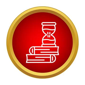 Hourglass on books representing time knowledge education Stock Illustration
