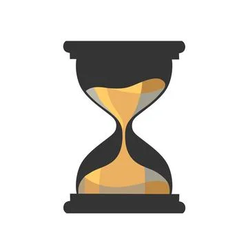 Hourglass. Connected transparent flasks with falling grains measure seconds Stock Illustration