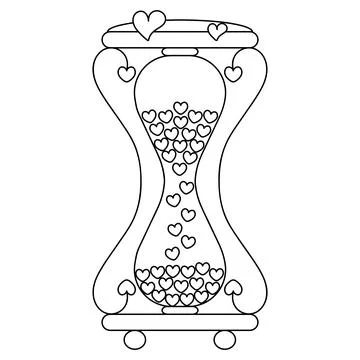 Hourglass. Countdown time. Love clock. Sketch. Stock Illustration