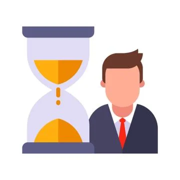 Hourglass counts down the manager time. Stock Illustration