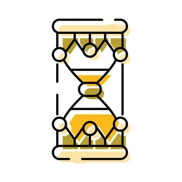 Hourglass device measuring passing time with sand flow Stock Illustration