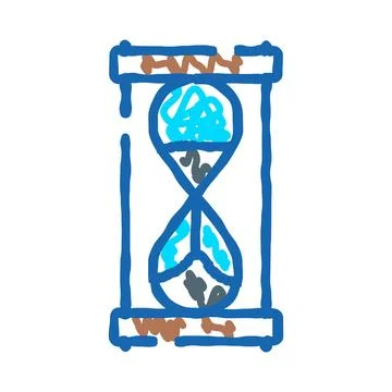 Hourglass device measuring passing time doodle illustration Stock Illustration