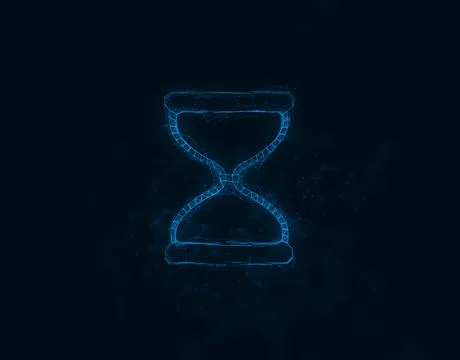 Hourglass diagram icon with plexus effect. Connected lines with dots Illustrazione stock