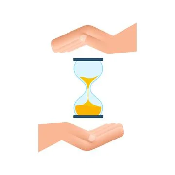 Hourglass in hands. Hourglass Timer Sand as Countdown. Vector stock illustration Stock Illustration