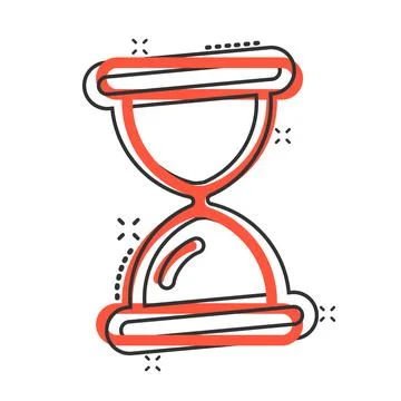 Hourglass icon in comic style. Sandglass cartoon vector illustration on white 스톡 일러스트