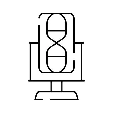 Hourglass icon on computer screen displaying time Stock Illustration