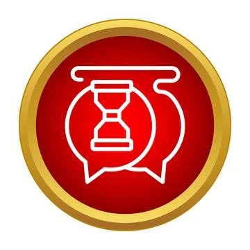 Hourglass icon inside speech bubble, time waiting Stock Illustration