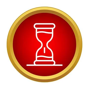Hourglass icon on red circle button showing time Stockillustratie