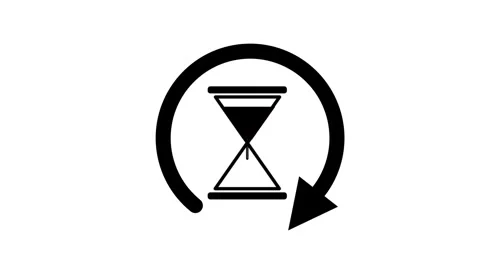 Hourglass Icon Rotating in Circular Arrow Loop Stock Footage 339828191