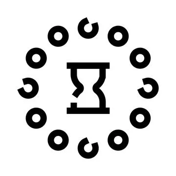 Hourglass icon with rotating loading circles Stock Illustration