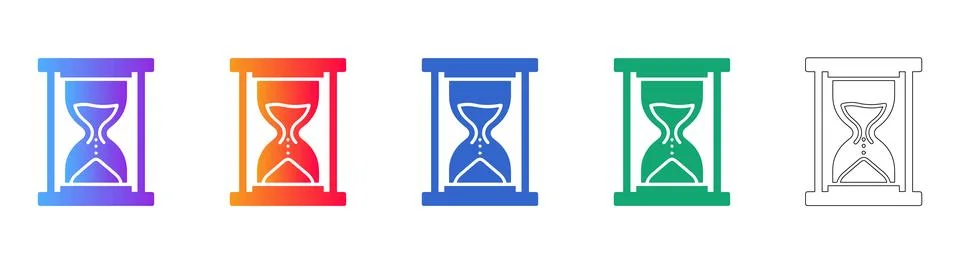 Hourglass Icon Set in Gradient and Outline 库存插图