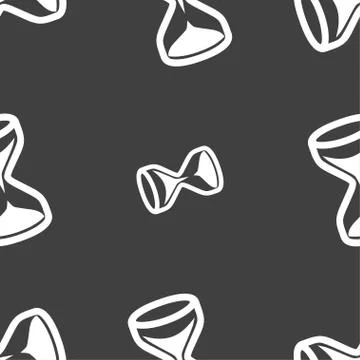 Hourglass icon sign. Seamless pattern on a gray background. Vector Stock Illustration