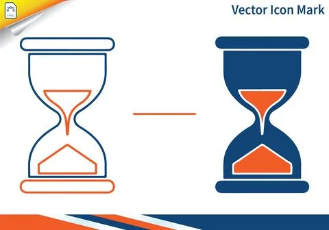 Hourglass icon vector set outline and solid fill time concept. Illustrazione stock