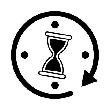 Hourglass Inside Circular Arrow Clock Icon Vector Illustration 库存插图