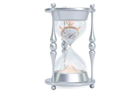 Hourglass, lost time concept. 3D rendering Illustrazione stock