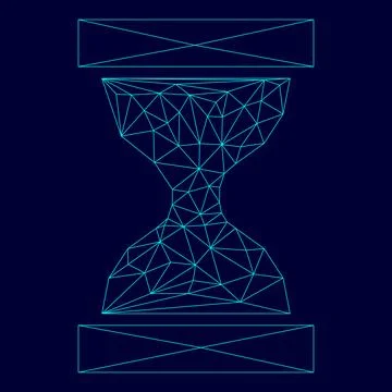 Hourglass low poly triangulation triangulated polygonal electric cyan blue .. Stock Illustration