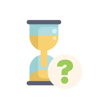 Hourglass measuring time passing with question mark showing uncertainty Stock Illustration