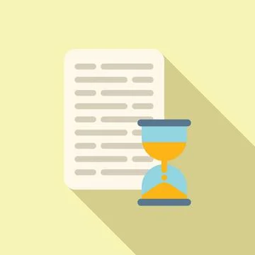 Hourglass paper icon flat vector. Control task Illustrazione stock