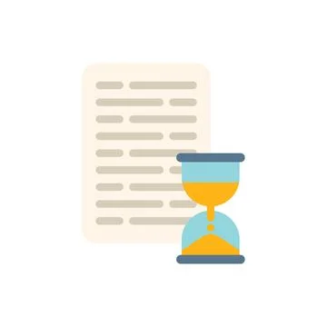 Hourglass paper icon flat vector. Control task イラスト素材