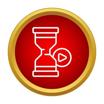 Hourglass play button icon symbolizing video duration time Stock Illustration