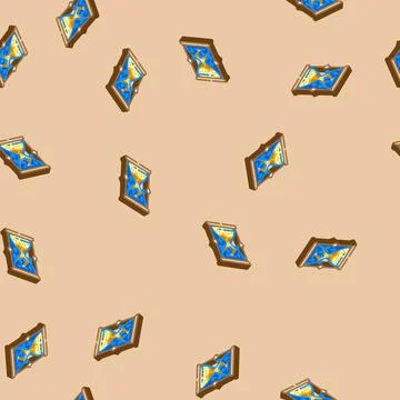 Hourglass progress isometric icon seamless pattern Stock Illustration