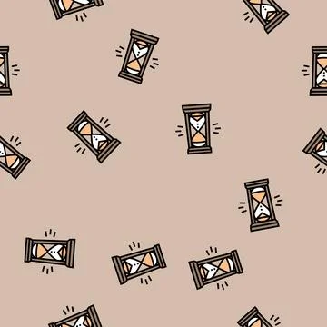 Hourglass progress vector seamless pattern 库存插图