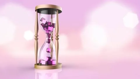 Hourglass With Purple Cubes Inside Stock Illustration