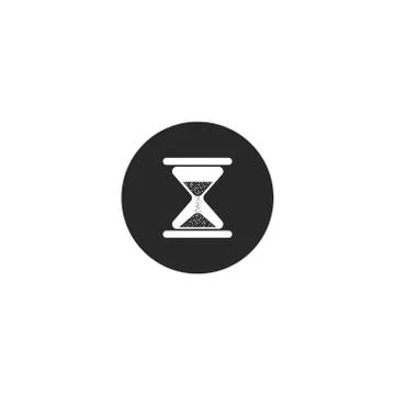 Hourglass round icon for culinary theme countdown cooking time. Black and whi Stock Illustration