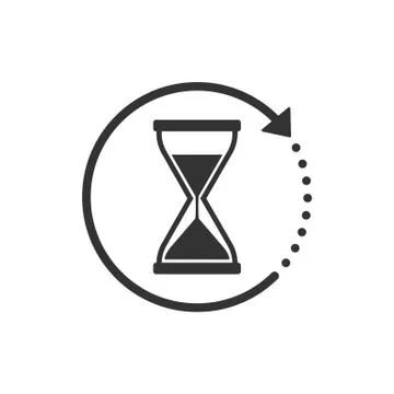 Hourglass, sand, time icon. Vector illustration, flat design. Illustrazione stock