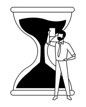 Hourglass sand timer icon cartoon in black and white Illustrazione stock