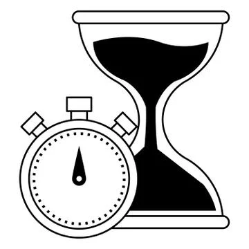 Hourglass sand timer icon cartoon in black and white Illustrazione stock