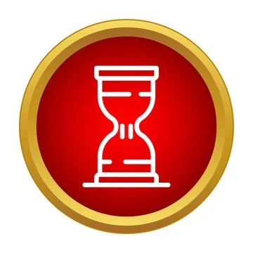Hourglass sand timer line icon in red circle Stock Illustration