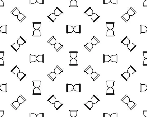 Hourglass seamless pattern background on white. Sand clock pattern icon isola Stock Illustration