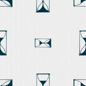 Hourglass sign icon. Sand timer symbol. Seamless abstract background with geomet Stock Illustration