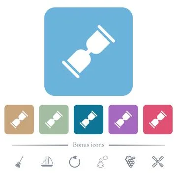 Hourglass solid flat icons on color rounded square backgrounds Illustrazione stock