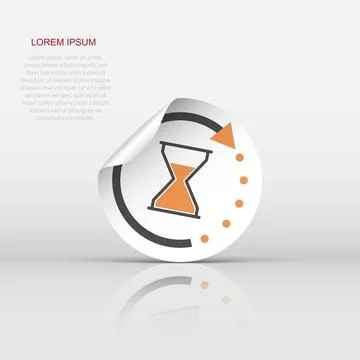Hourglass sticker label. Time vector illustration. Stock Illustration