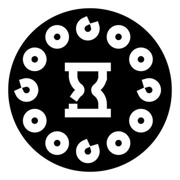 Hourglass symbol in circle with clock elements 库存插图