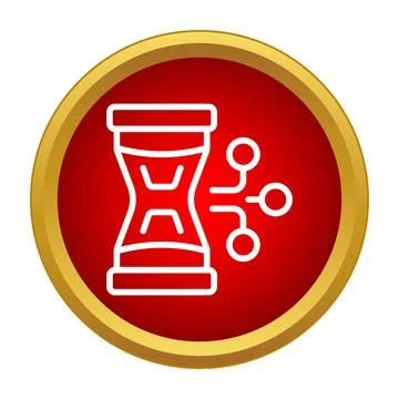 Hourglass symbol processing data on round button Stock Illustration