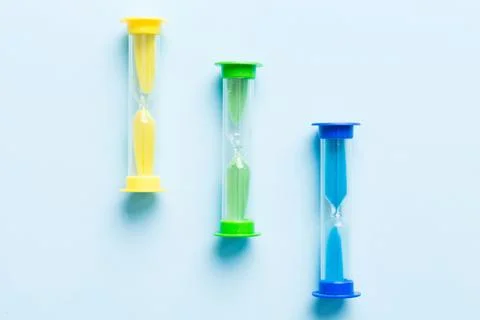 Hourglass on the table, sand clock as time passing concept for business dea.. Stock Photos