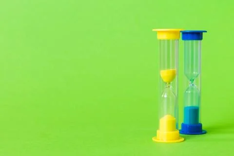 Hourglass on the table, sand clock as time passing concept for business dea.. Stock Photos