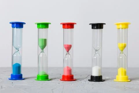 Hourglass on the table, sand clock as time passing concept for business dea.. Stock Photos