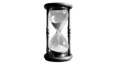 Hourglass Time Collage Isolated Element at the White Background. Vintage clock Illustrazione stock